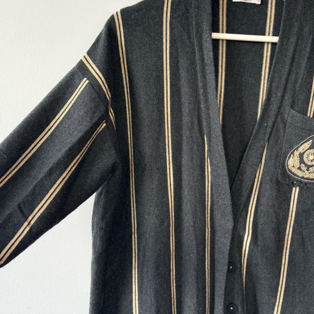 Brunello Cucinelli - Cashmere Striped Black and Gold Cardigan